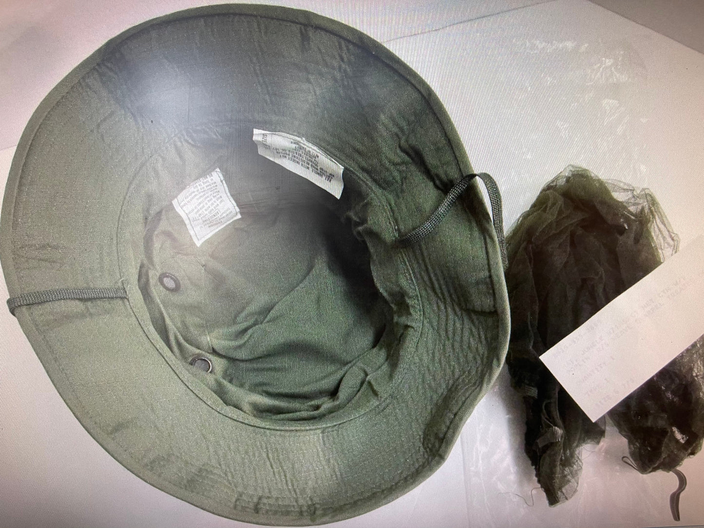 US Military authentic Vietnam era OD green sun Boonie hat water repellent size 67/8 Small.
