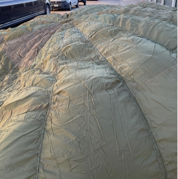 French Military 28 ft Round Parachute Canopy