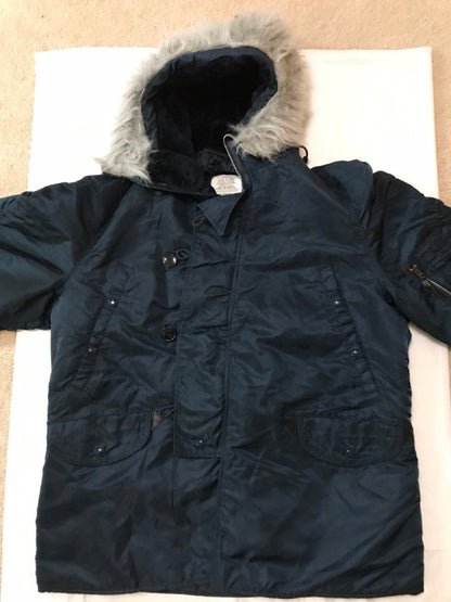 Genuine Alpha Made in USA, Vintage Collection N3B cold weather Parka Dark navy blue, New, size X Large and XXL.