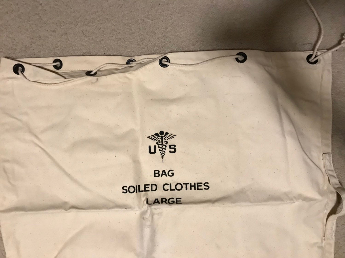 US Military Vintage Canvas Draw string off white Laundry bag, sea bag, Duffle bag, Sea bag