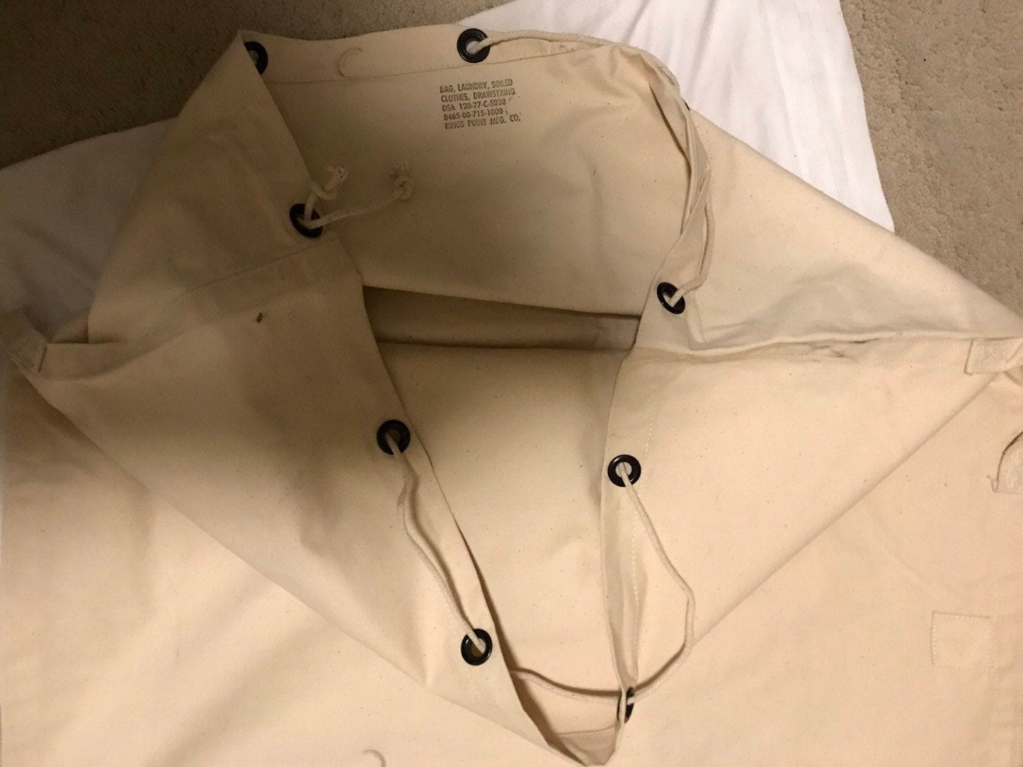 US Military Vintage Canvas Draw string off white Laundry bag, sea bag, Duffle bag, Sea bag