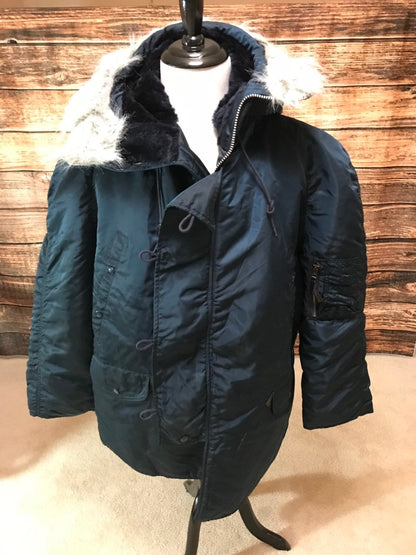 Genuine Alpha Made in USA, Vintage Collection N3B cold weather Parka Dark navy blue, New, size X Large and XXL.
