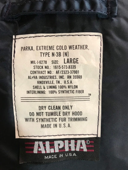 Genuine Alpha Made in USA, Vintage Collection N3B cold weather Parka Dark navy blue, New, size X Large and XXL.