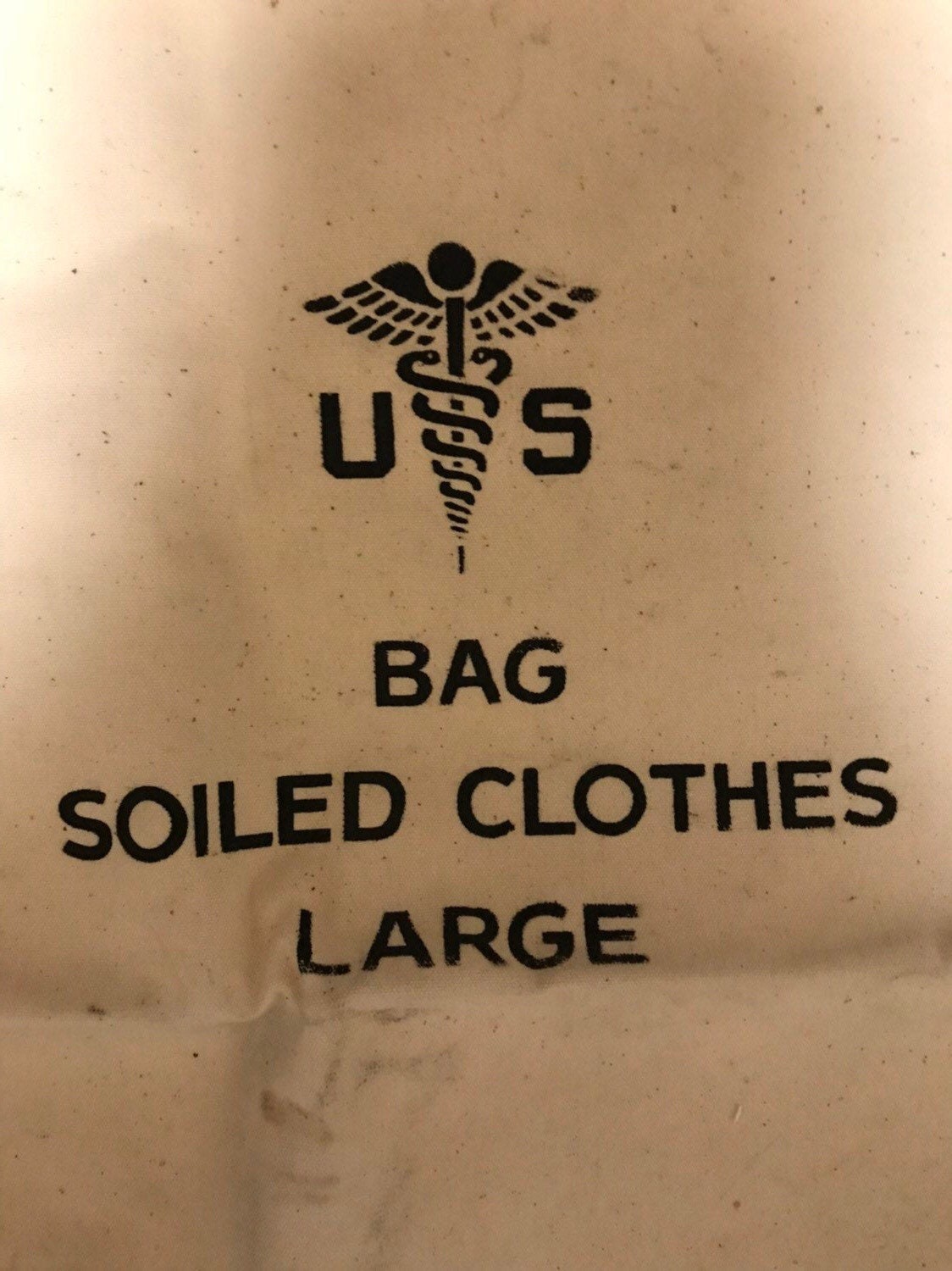 US Military Vintage Canvas Draw string off white Laundry bag, sea bag, Duffle bag, Sea bag