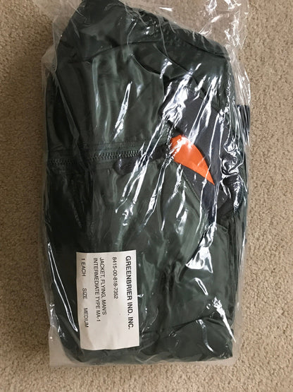 USAF MA-1 Green vintage flight jacket by Greenbrier mnfg new made in USA. Medium/ Large & Extra Large.