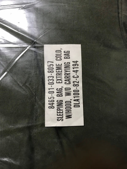 Brand new genuine US military extreme cold weather sleeping bag OD green vintage 1984.