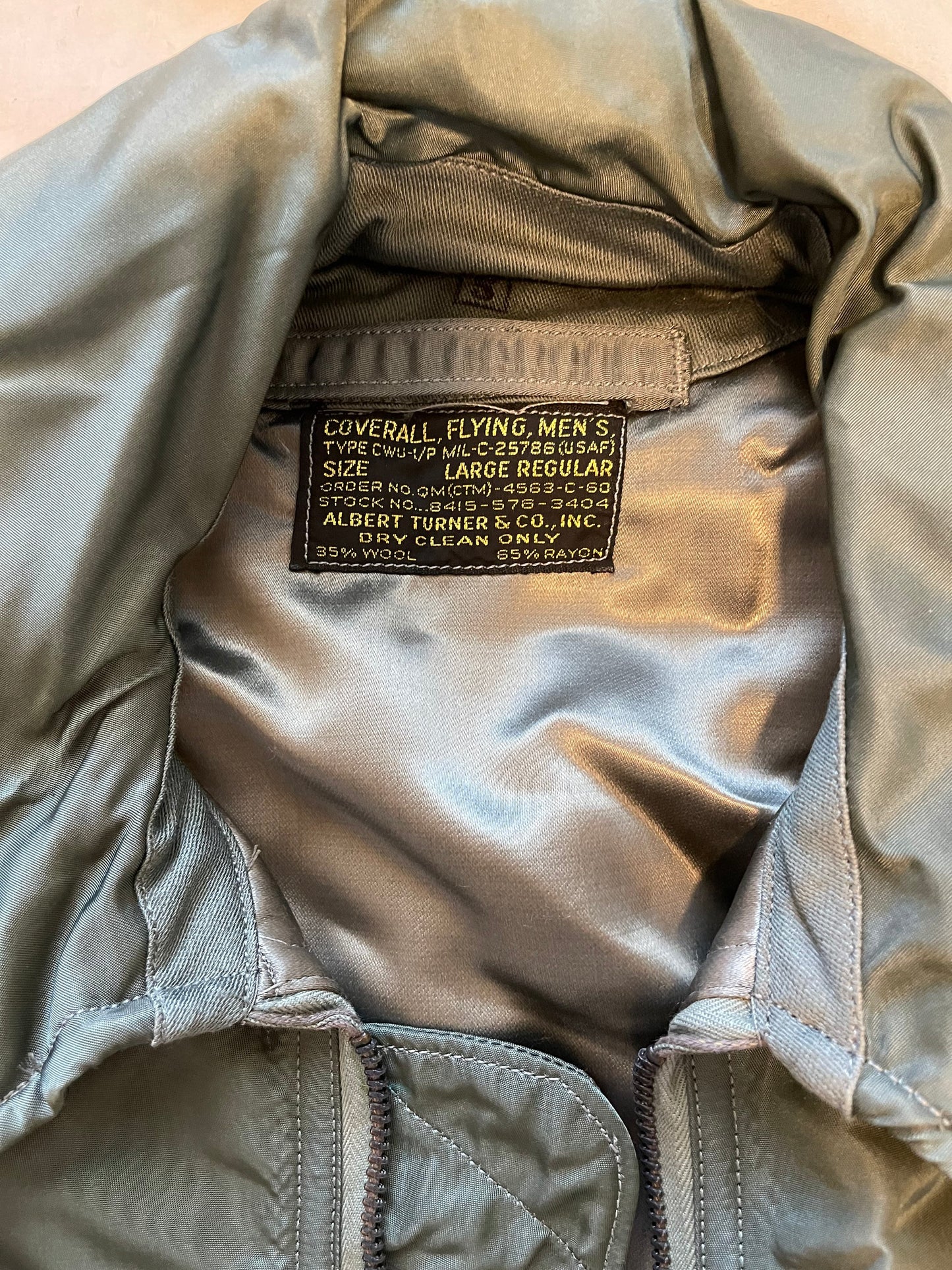 Pre Vietnam dated 1960 USAF CWU-1P Insulated flight Coveralls Large Regular New in mint condition.