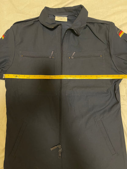 German Navy Deck Jacket Shirt blue zipper Front and pockets W/ German flags on shoulder New.