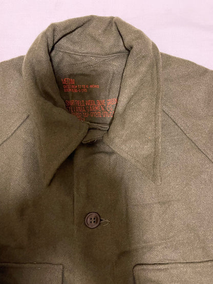 US Military Vintage Olive green 108 Wool Field Shirt M1952 NOS 1953 dated Medium New