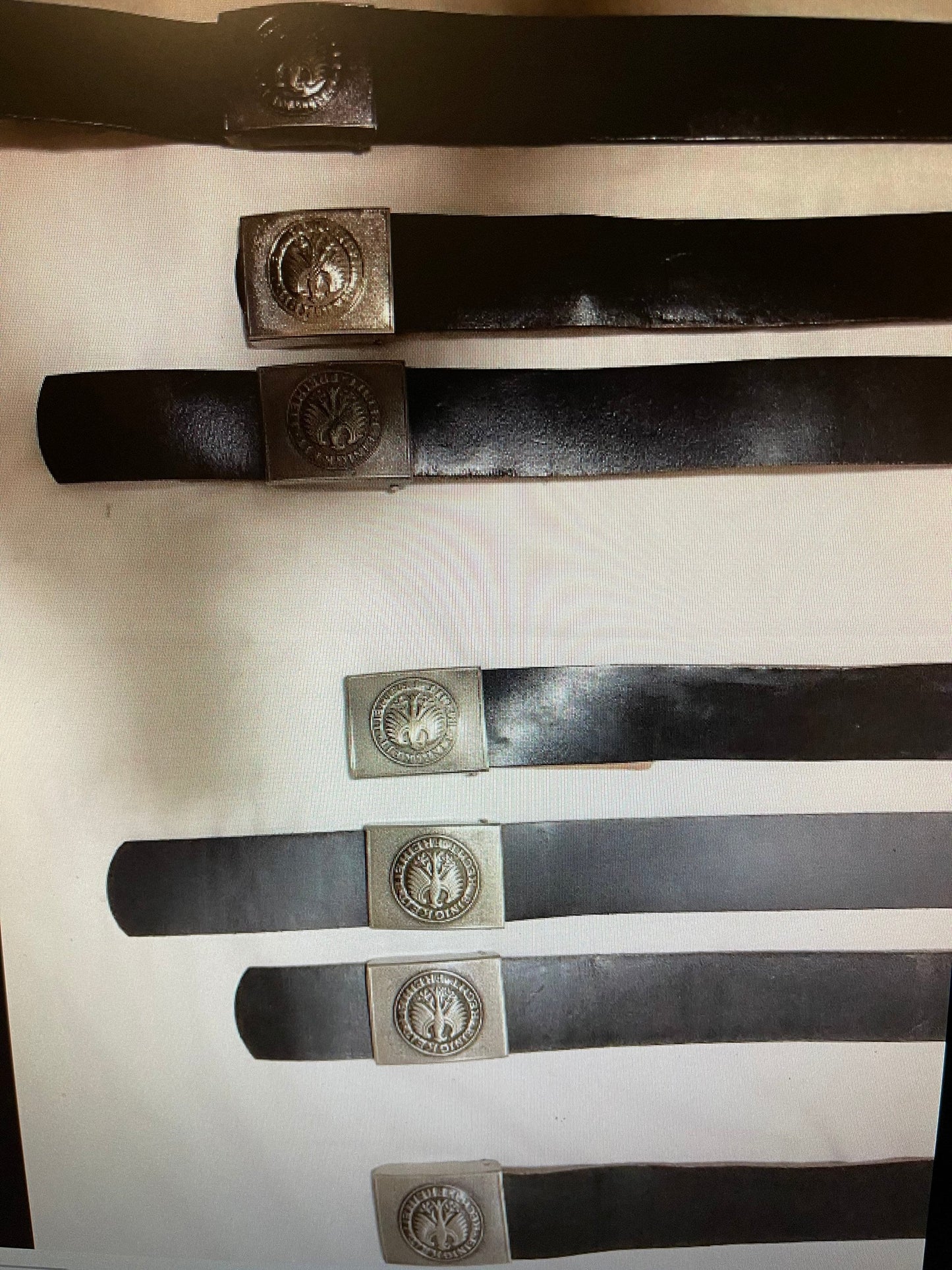 Genuine west German military Black 2” Wide Leather Belt w/Eagle Buckle Cold War era Warsaw. Sizes XS to XXXL.