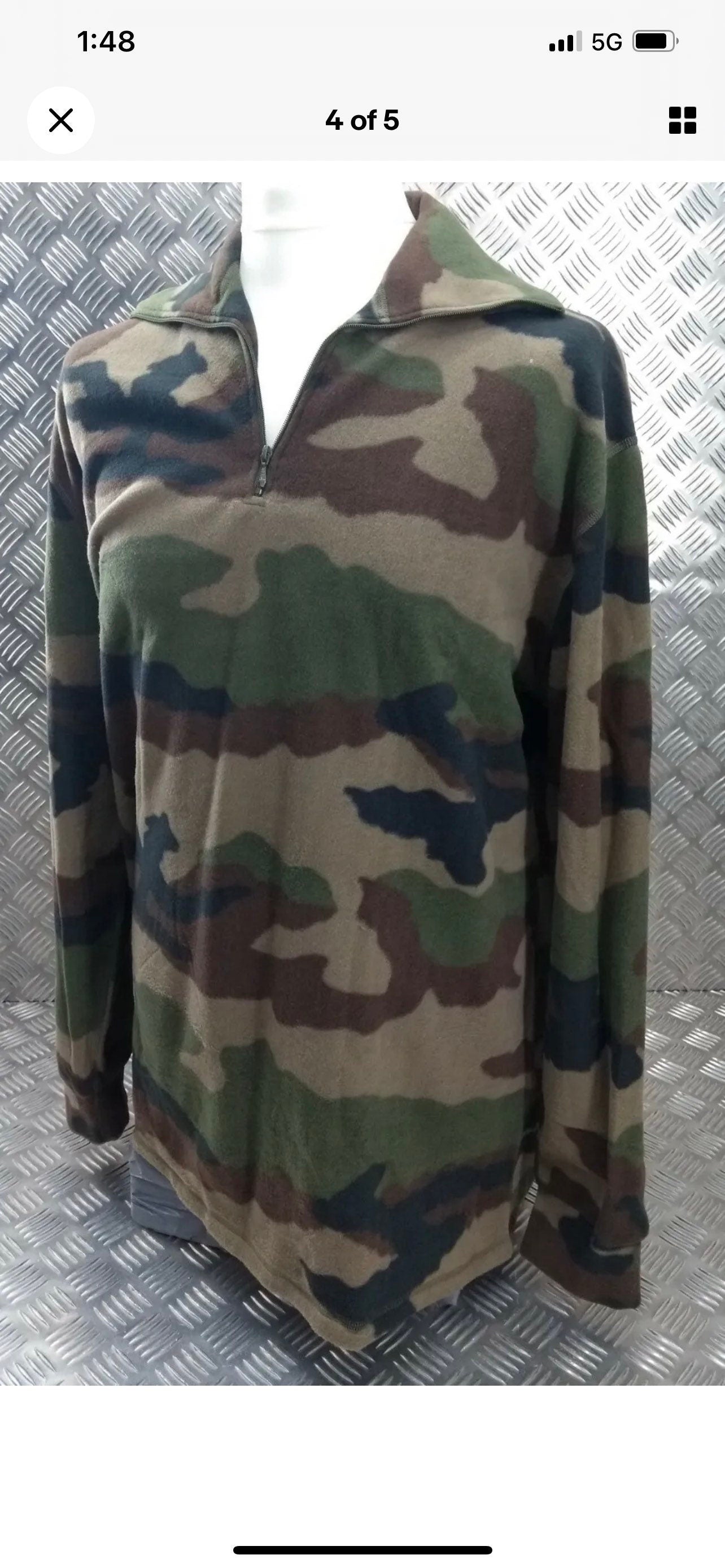 Authentic French Foreign Legion Army Soft Polar Fleece Shirt Quarter Zip Large and X Large New.