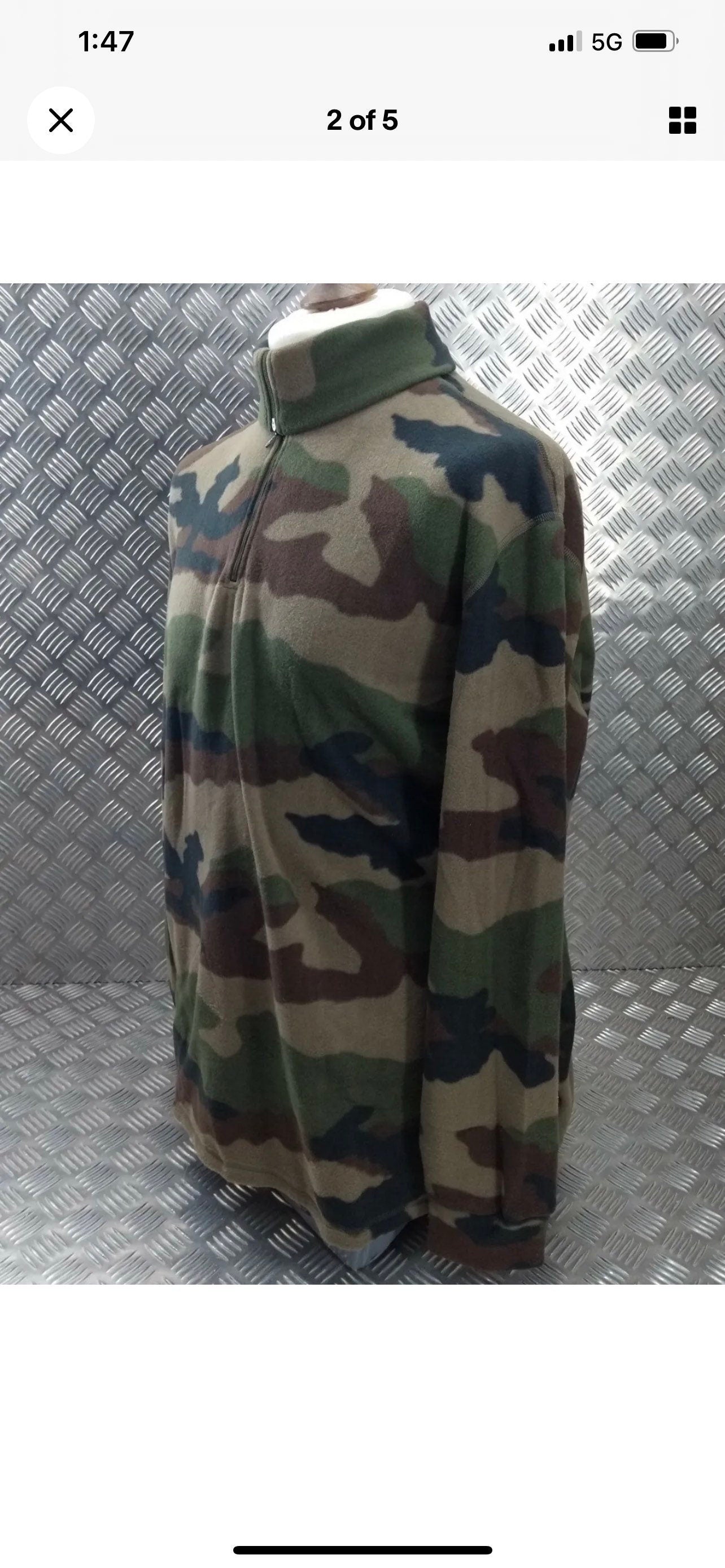 Authentic French Foreign Legion Army Soft Polar Fleece Shirt Quarter Zip Large and X Large New.