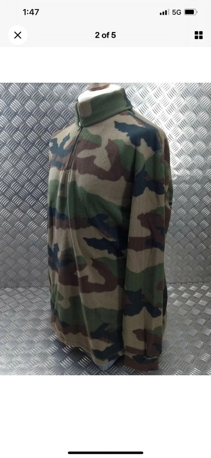 Authentic French Foreign Legion Army Soft Polar Fleece Shirt Quarter Zip Large and X Large New.