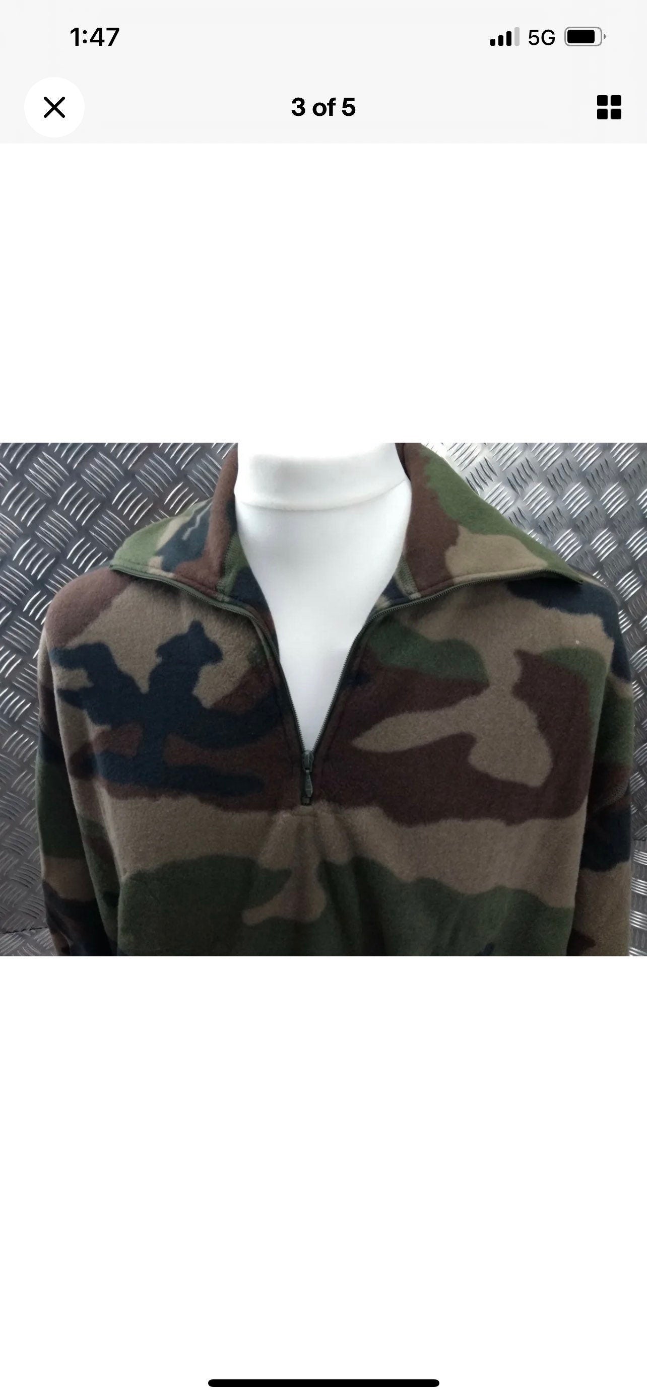 Authentic French Foreign Legion Army Soft Polar Fleece Shirt Quarter Zip Large and X Large New.