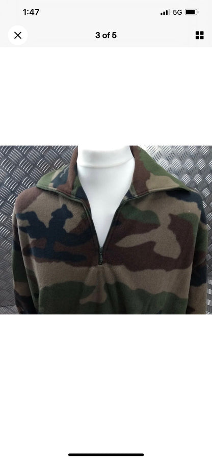 Authentic French Foreign Legion Army Soft Polar Fleece Shirt Quarter Zip Large and X Large New.
