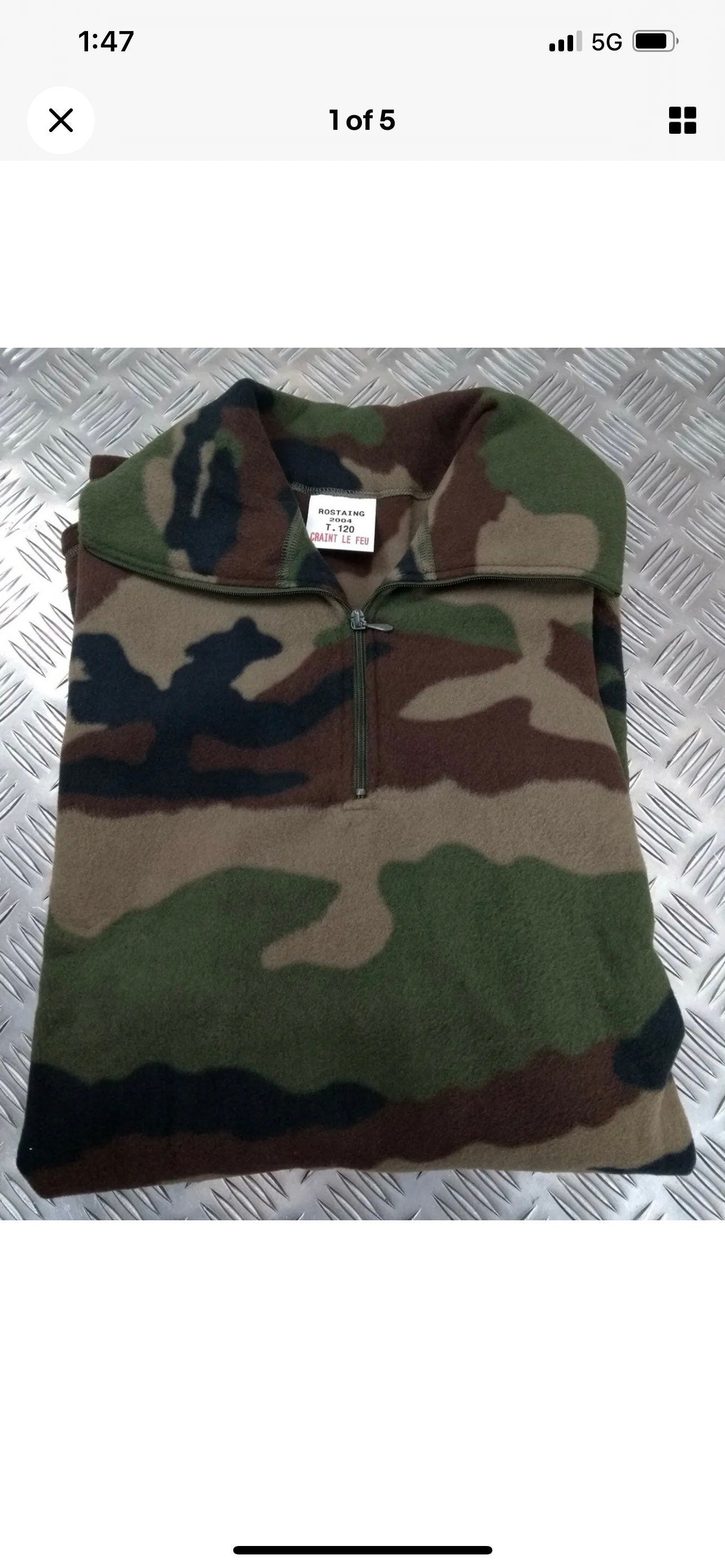 Authentic French Foreign Legion Army Soft Polar Fleece Shirt Quarter Zip Large and X Large New.