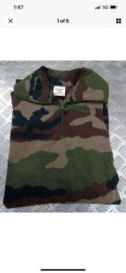 Authentic French Foreign Legion Army Soft Polar Fleece Shirt Quarter Zip Large and X Large New.