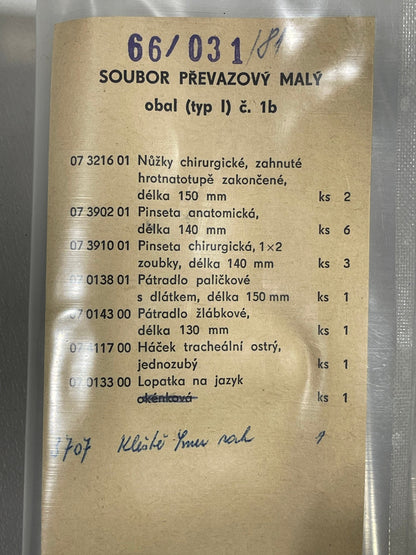 Genuine Czech military vintage medical surgical 27 pcs.kit rare collectible in mint condition dated between 1979 and 1982.