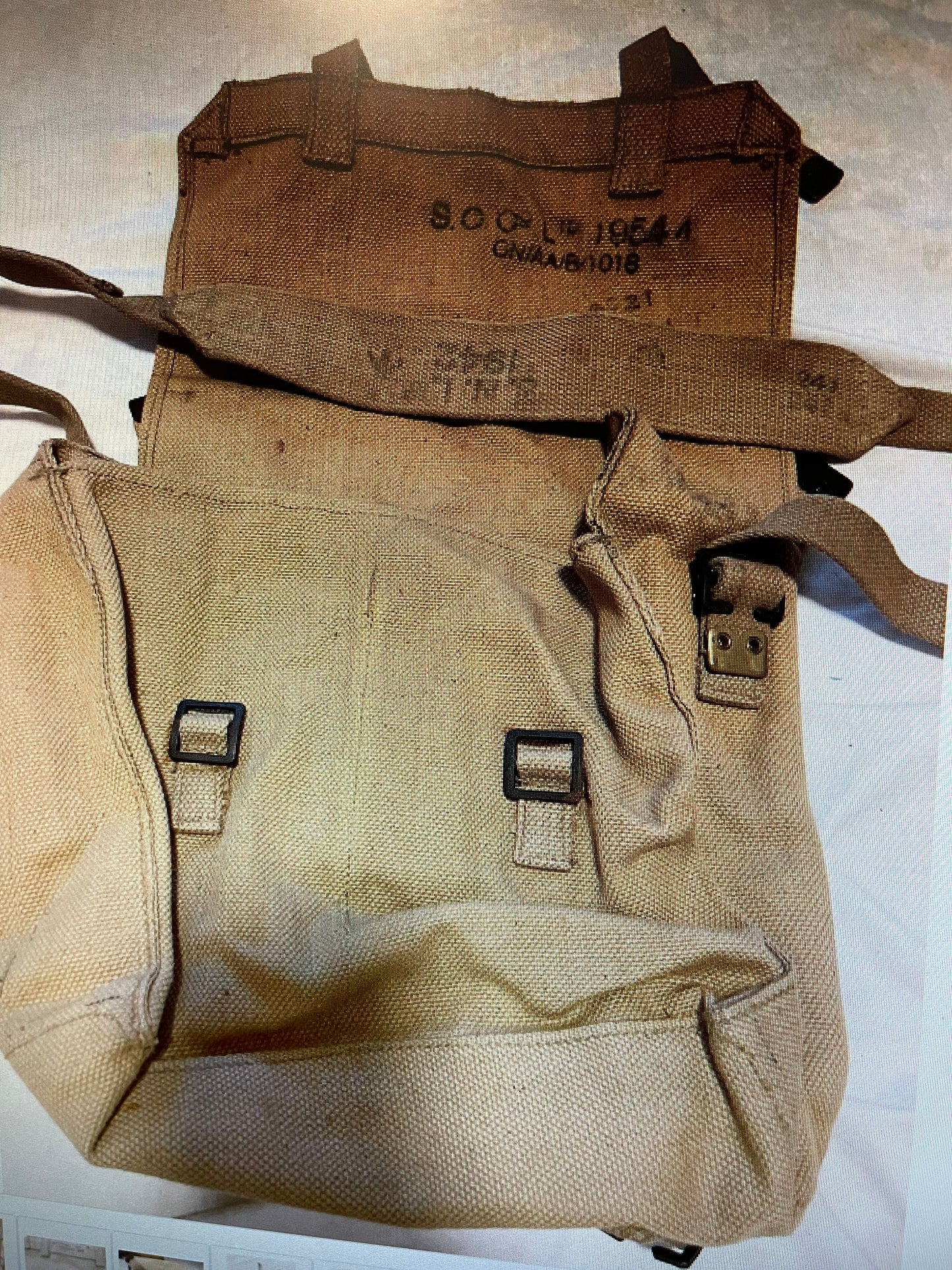 Genuine British Military Vintage WW2 Khaki canvas Shoulder bag pattern 37 small pack 1940/1950