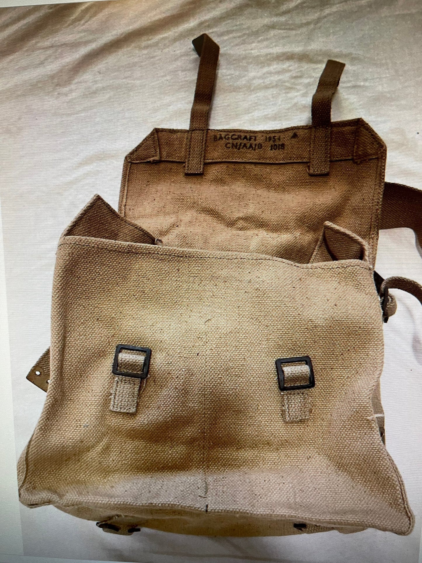 Genuine British Military Vintage WW2 Khaki canvas Shoulder bag pattern 37 small pack 1940/1950