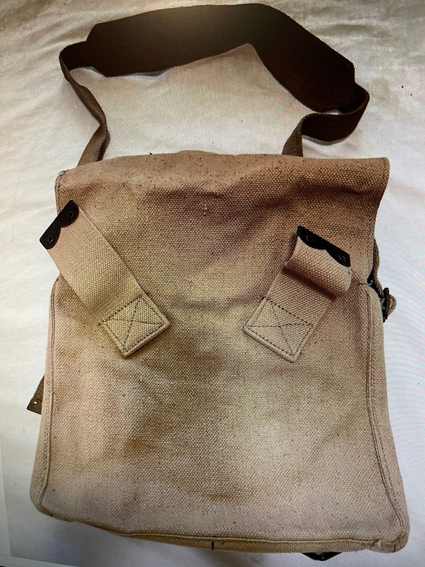Genuine British Military Vintage WW2 Khaki canvas Shoulder bag pattern 37 small pack 1940/1950