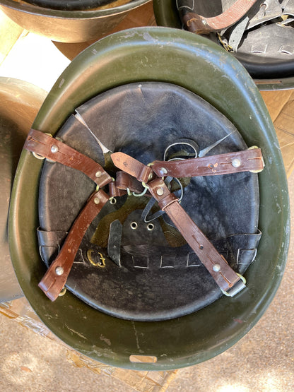 Romanian Military Vintage Surplus M73/80 Steel Helmet W/ Leather Liner Chin Straps