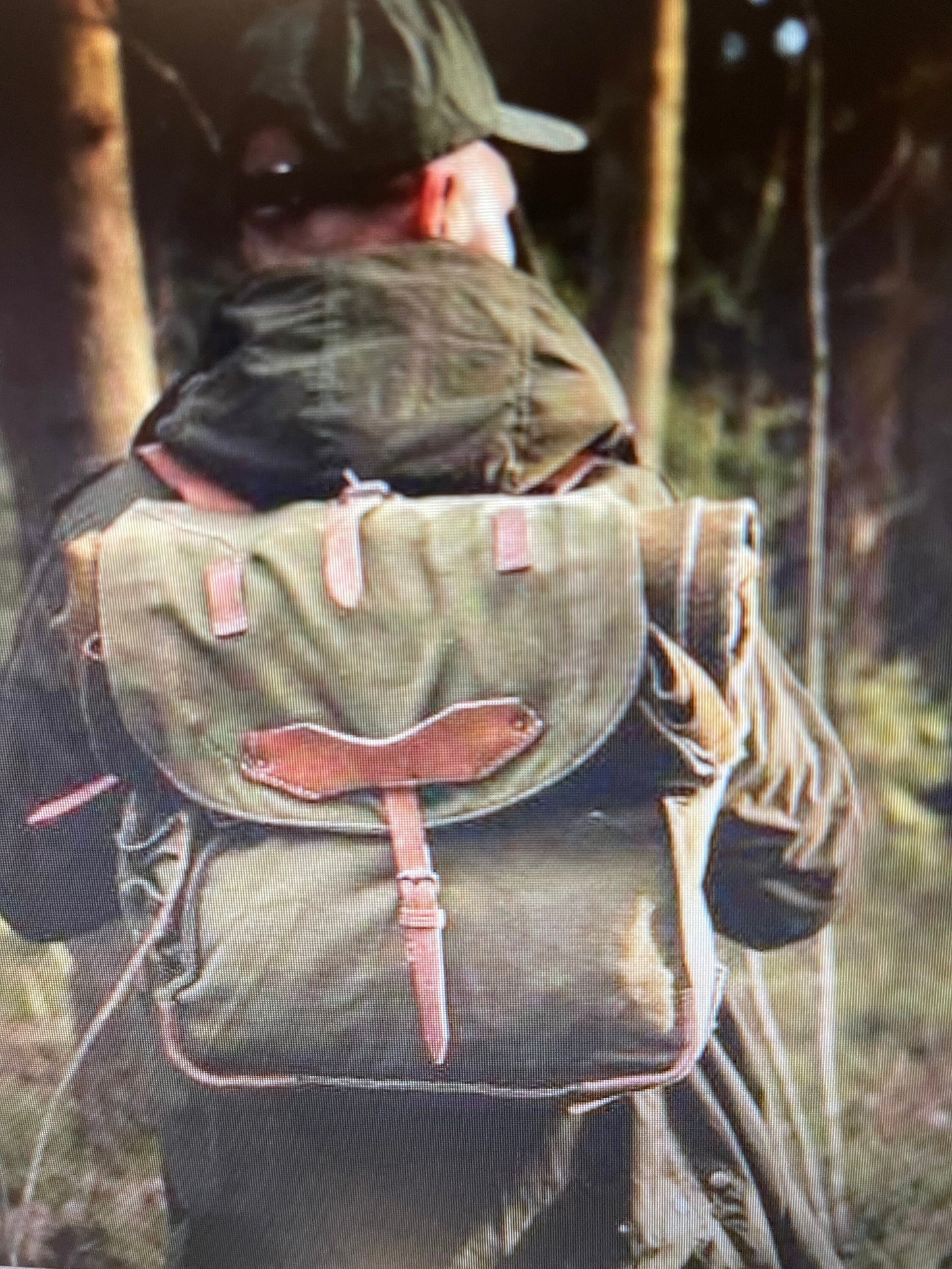 Genuine vintage Romanian Army rucksack backpack military surplus Leather/canvas bag.