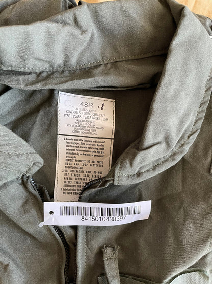 US military Flyers coveralls CWU 27P Nomex Fire Resistant sage green new w/ tag
