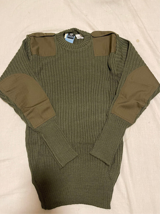 Genuine British Army Vintage 100% Wool Commando Sweater Olive Green dated 1991 New