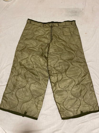 Genuine US Military OD green quilted Field Pants Liner Small, Med. and Large Short/Regular. New.