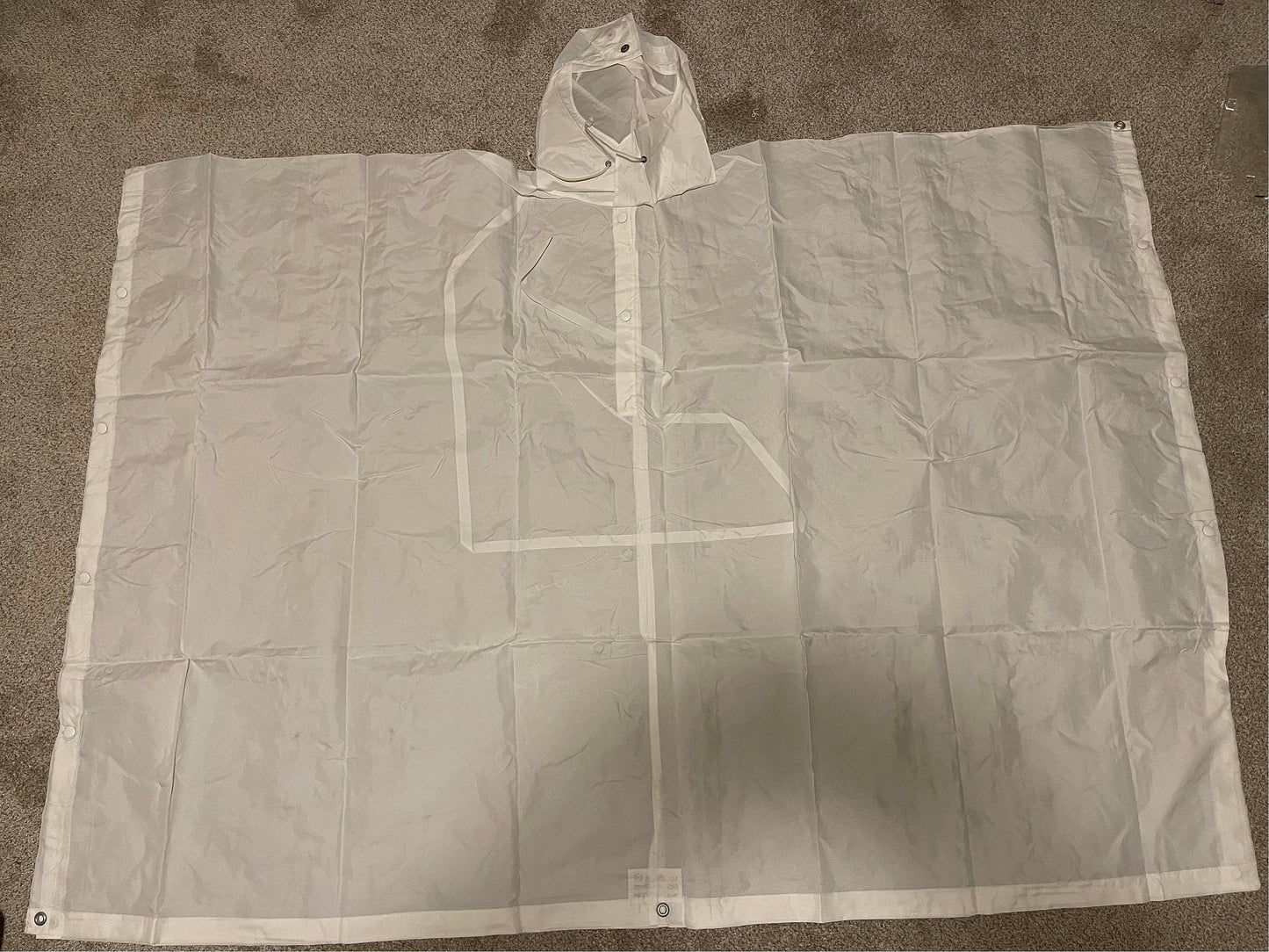 Genuine Vintage White Swiss Army Snow Camouflage Rain Poncho, Impermeable Waterproof New.