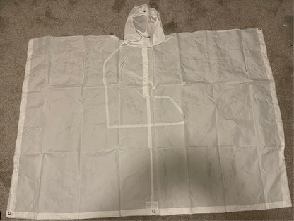 Genuine Vintage White Swiss Army Snow Camouflage Rain Poncho, Impermeable Waterproof New.