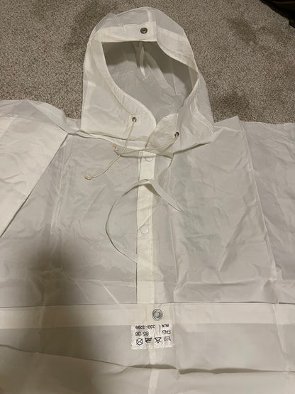 Genuine Vintage White Swiss Army Snow Camouflage Rain Poncho, Impermeable Waterproof New.