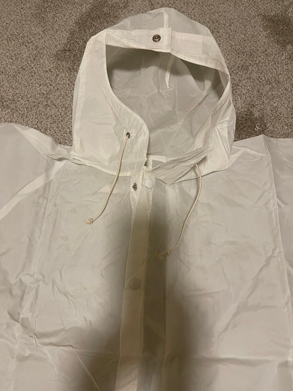 Genuine Vintage White Swiss Army Snow Camouflage Rain Poncho, Impermeable Waterproof New.