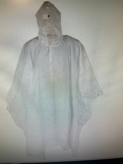 Genuine Vintage White Swiss Army Snow Camouflage Rain Poncho, Impermeable Waterproof New.