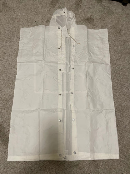 Genuine Vintage White Swiss Army Snow Camouflage Rain Poncho, Impermeable Waterproof New.