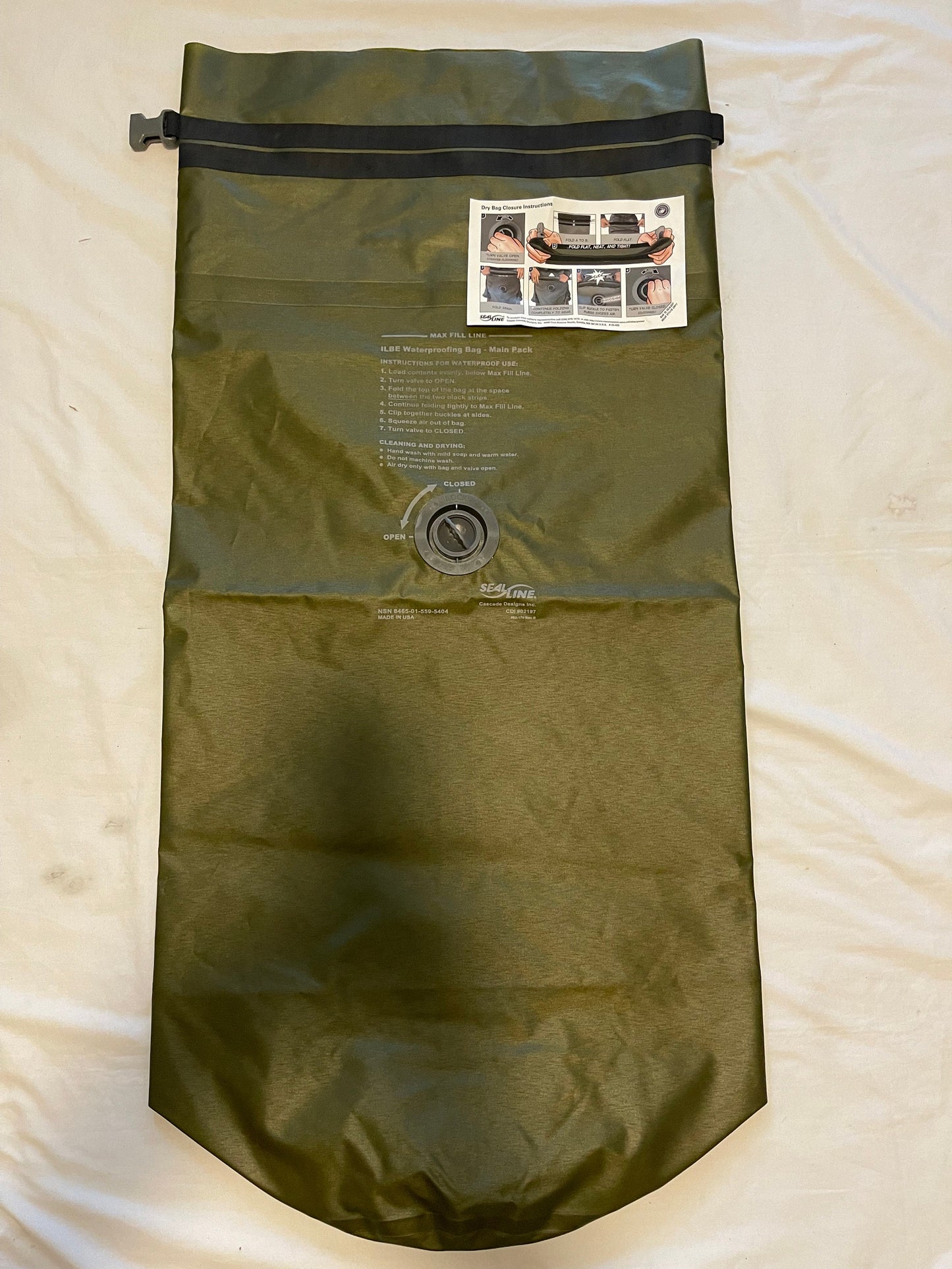 US Army Seal line 65L waterproof liner dry bag for fILBE pack hunting camping NEW.