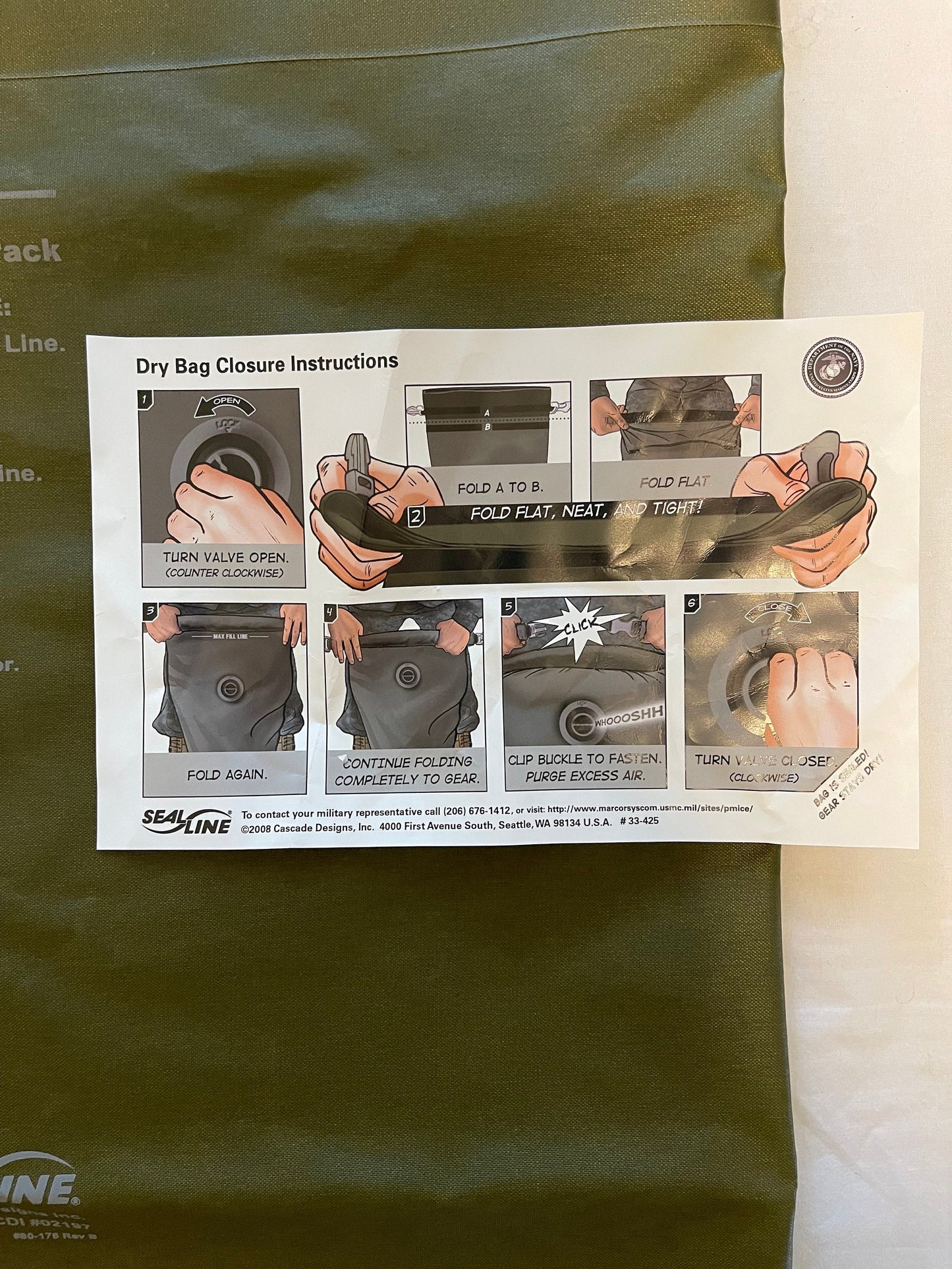 US Army Seal line 65L waterproof liner dry bag for fILBE pack hunting camping NEW.