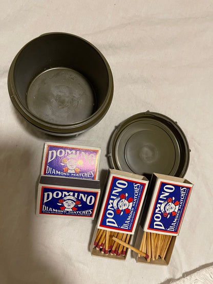 US GI military vintage safety matches/ set of four boxes in plastic Container / Camping .Survival.