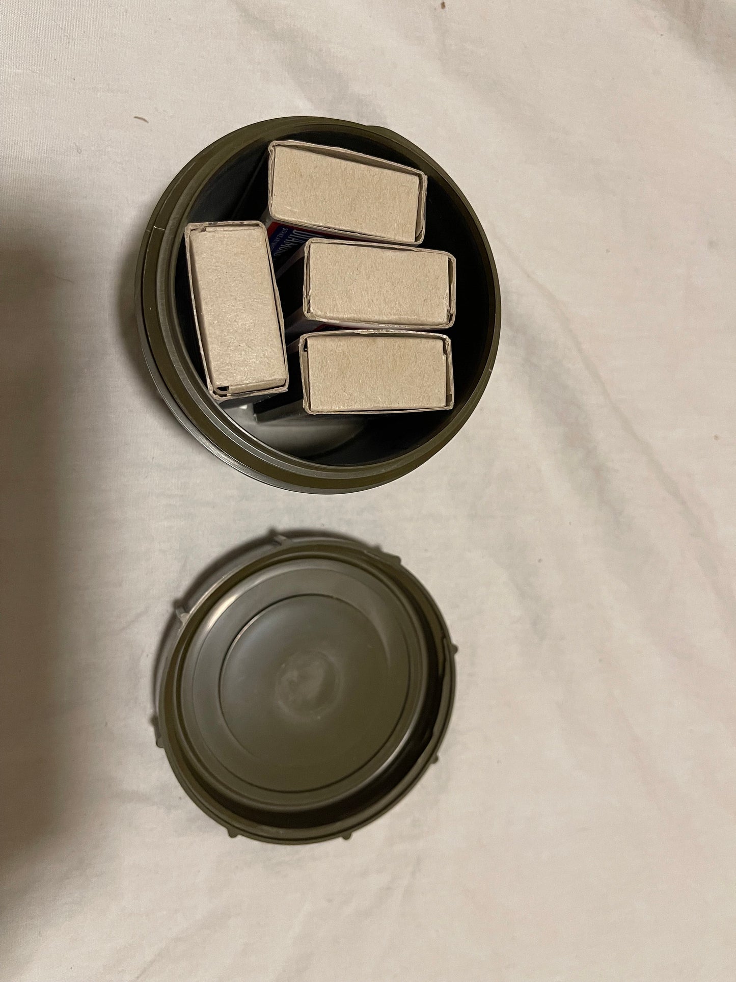 US GI military vintage safety matches/ set of four boxes in plastic Container / Camping .Survival.