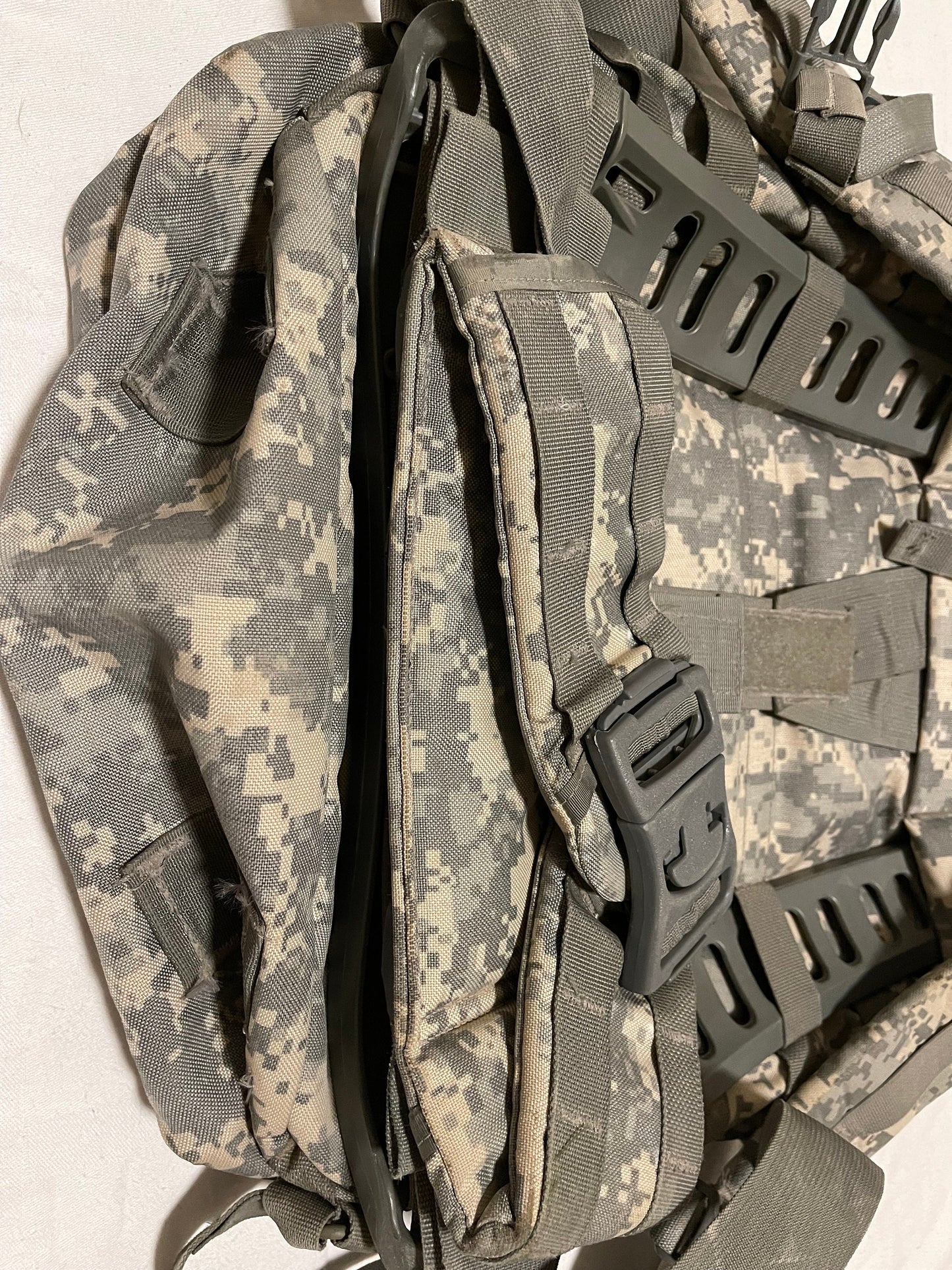 US military Mollee II ACU medium rucksack back pack with frame complete assembled.