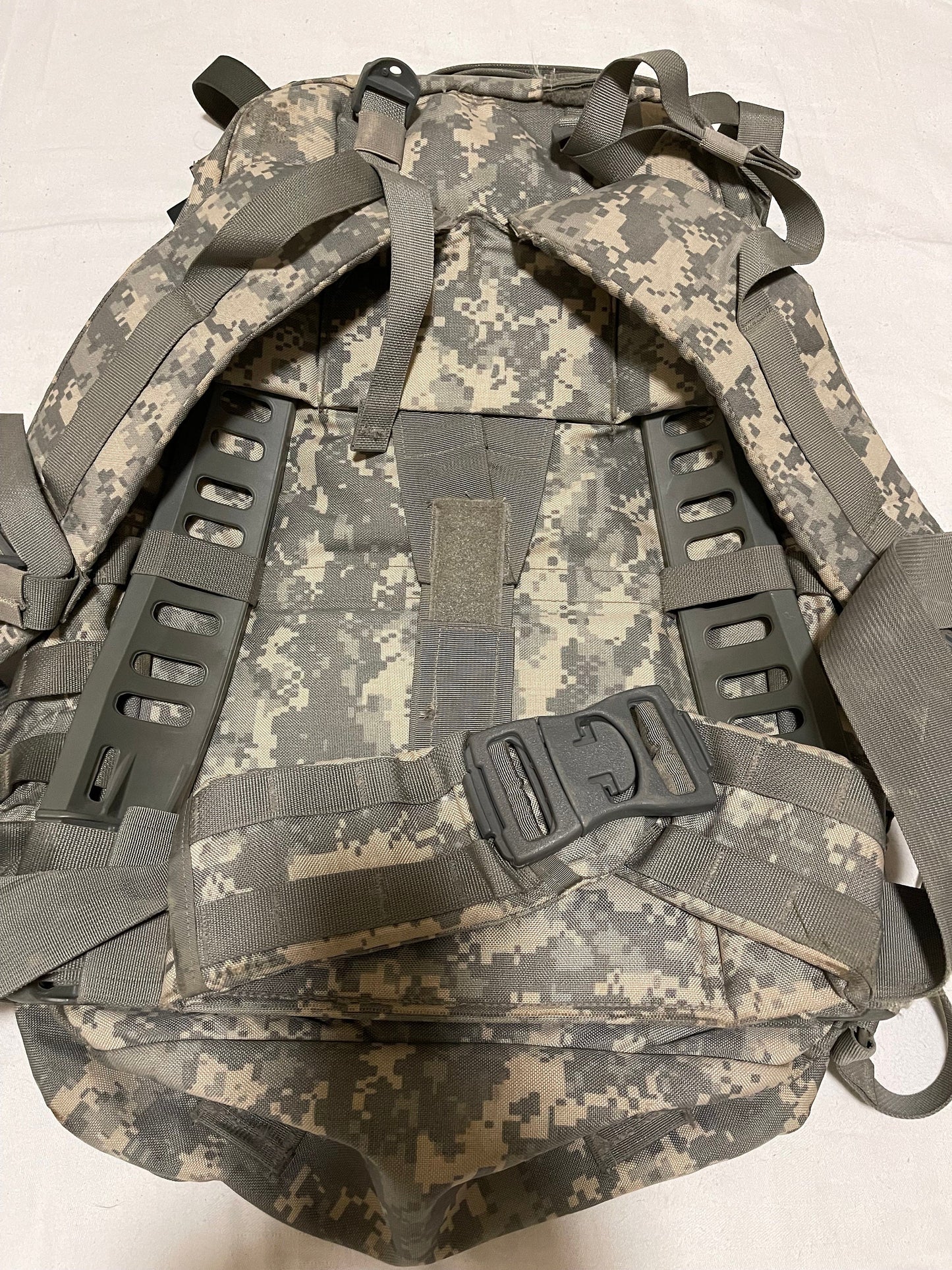 US military Mollee II ACU medium rucksack back pack with frame complete assembled.