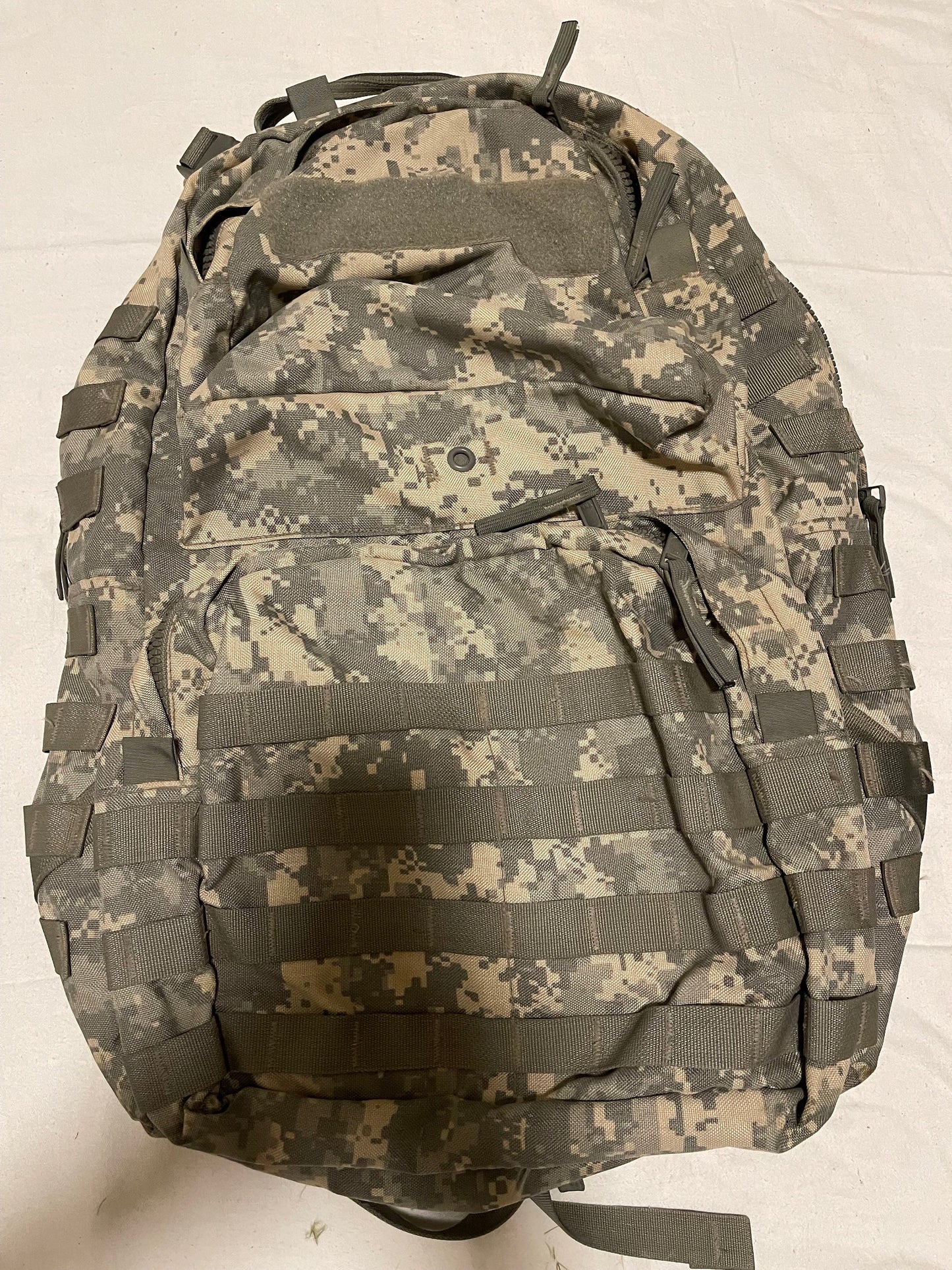 US military Mollee II ACU medium rucksack back pack with frame complete assembled.