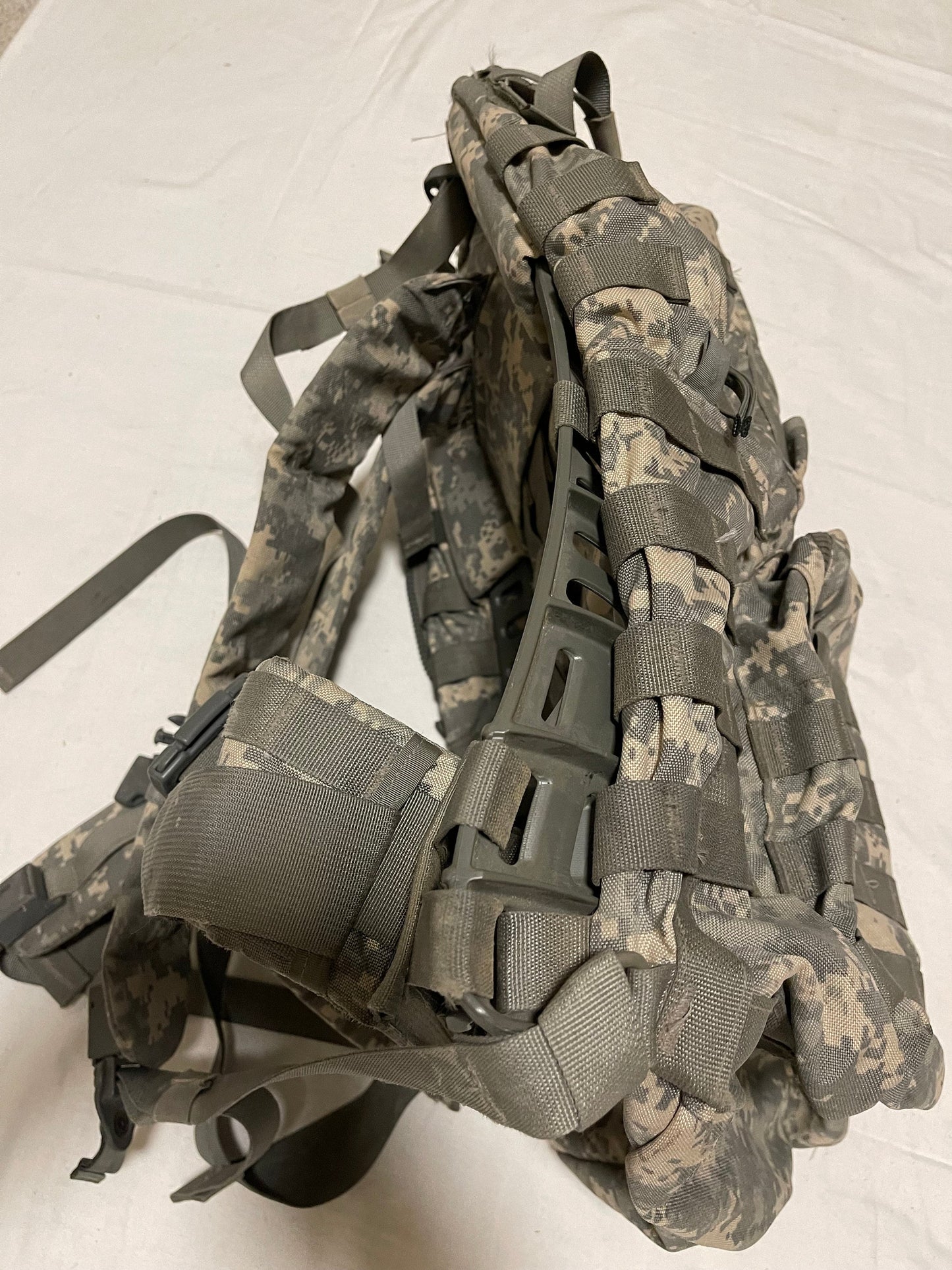 US military Mollee II ACU medium rucksack back pack with frame complete assembled.