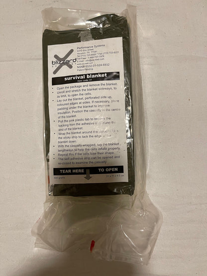 Genuine US military issue Blizzard Survival Blanket OD green, Sealed pack Large size Foul weather emergency.