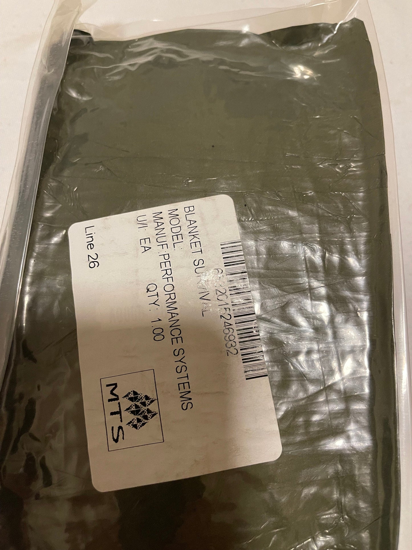 Genuine US military issue Blizzard Survival Blanket OD green, Sealed pack Large size Foul weather emergency.