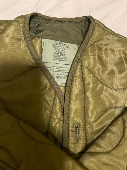 Genuine Vintage US military M65 Field Jacket coat liner M65 quilted XSXS Sage/ XSR Green