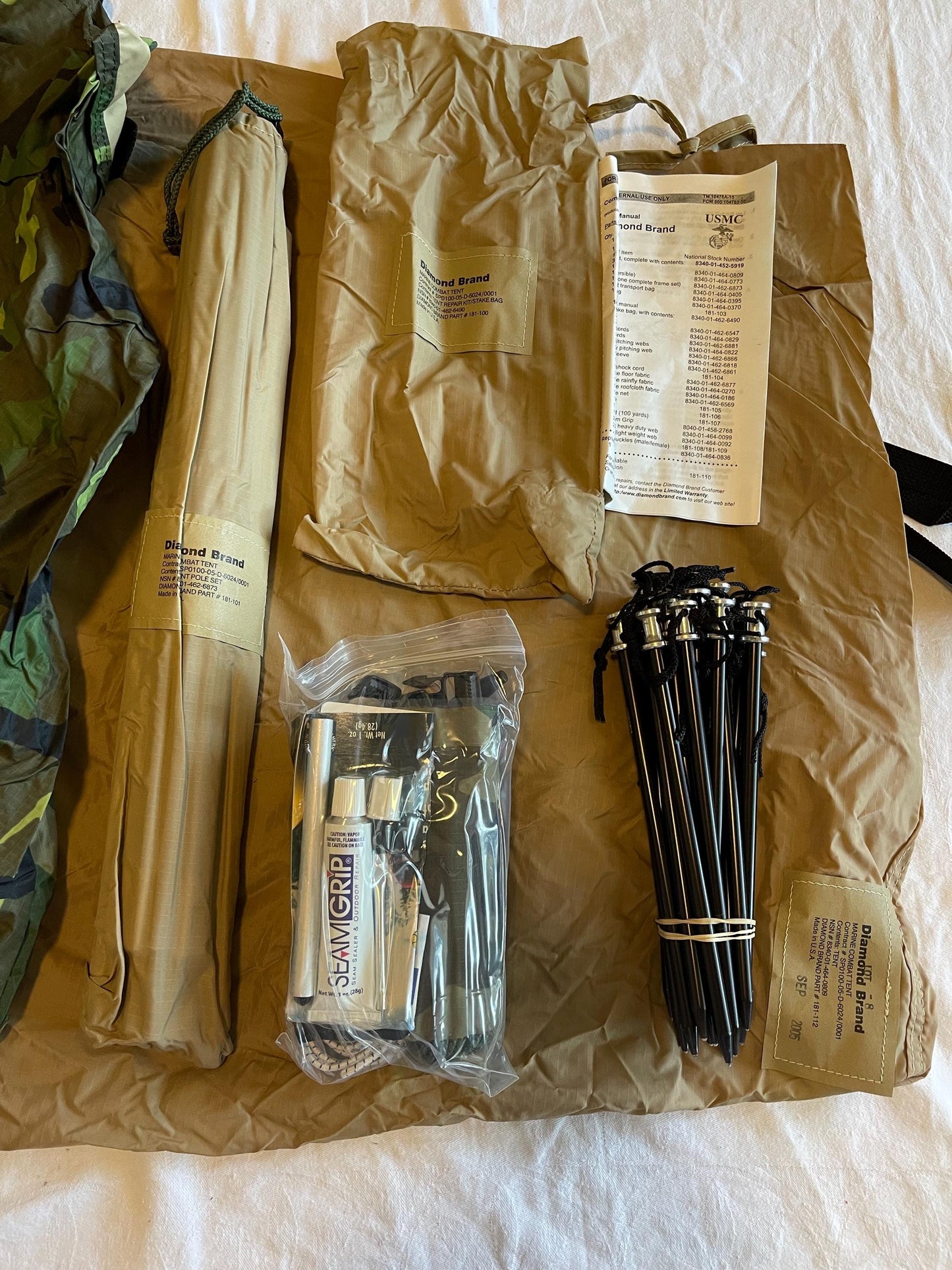 New USMC 2 Two Man Combat Tent Eureka/ Diamond Brand complete set rainfly poles. Brand New.