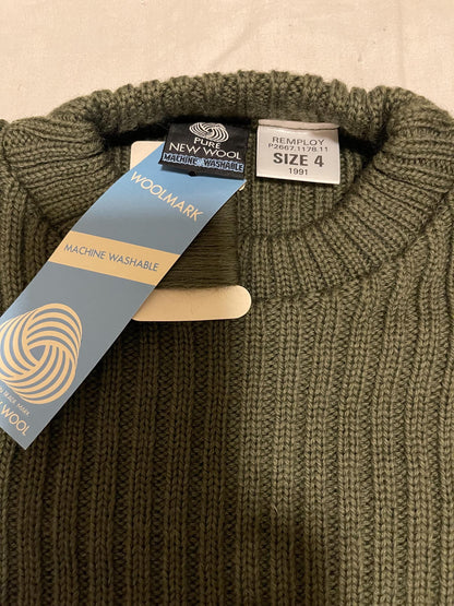 Genuine British Army Vintage 100% Wool Commando Sweater Olive Green dated 1991 New