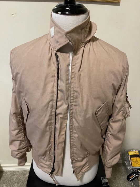Vintage 90s Desert Tan Military Cold Weather High Temperature Resistant TANKER'S Jacket